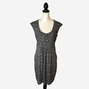Boden Geo Print Jersey Dress Short Sleeve Modal Cotton Pockets Stretch